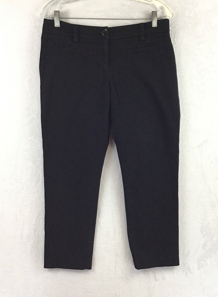 CAbi #413 / Black Woven Pique Stretch Casual Crop Capri Pants / Size 6